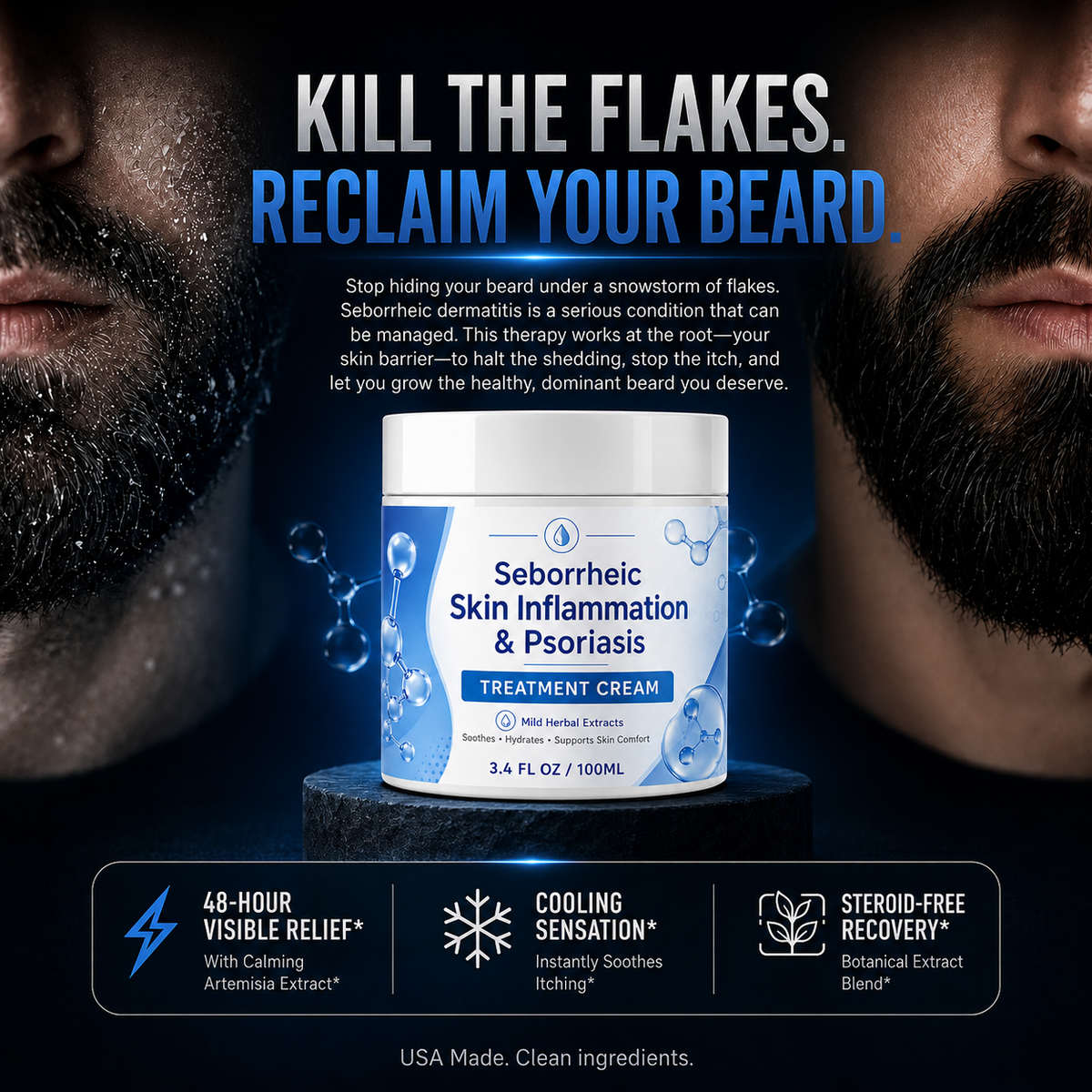 Scalp & Beard Psoriasis and Seborrheic Dermatitis Treatment Cream
