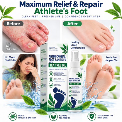 Tea Tree Oil Antifungal Foot Spray - Cracked Heels & Dry Skin Repair