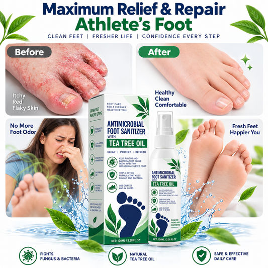 Tea Tree Oil Antifungal Foot Spray - Cracked Heels & Dry Skin Repair