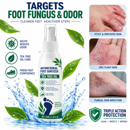 Tea Tree Oil Antifungal Foot Spray - Cracked Heels & Dry Skin Repair