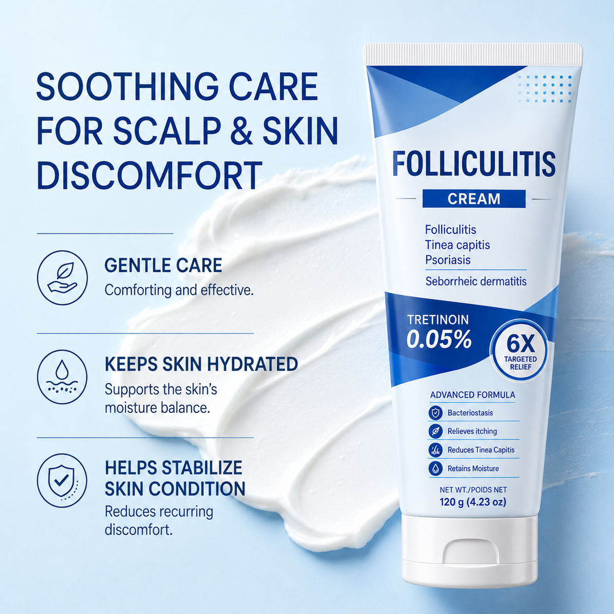 Botanical Folliculitis Cream, Soothing Moisturizer for Bumps on Face