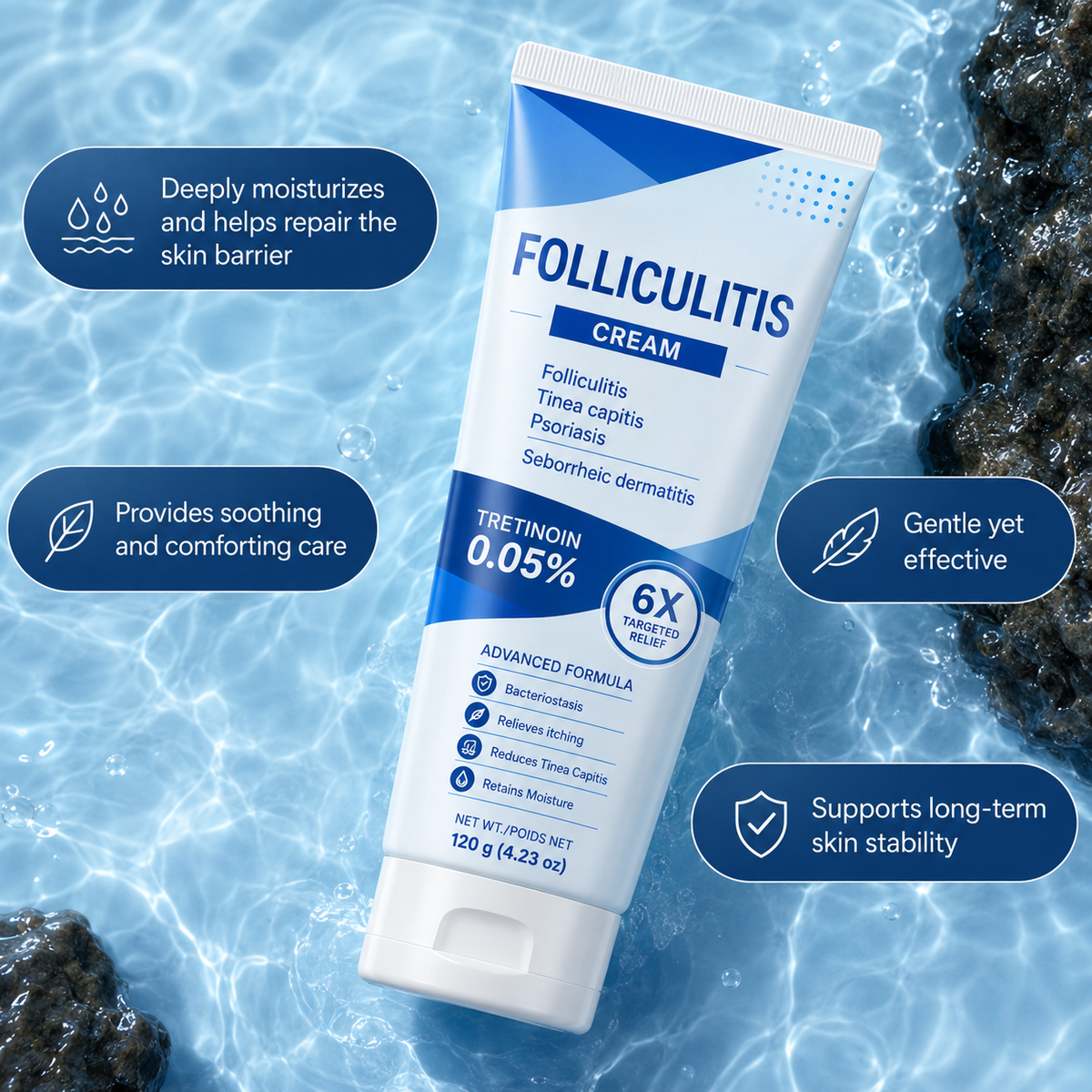 Botanical Folliculitis Cream, Soothing Moisturizer for Bumps on Face