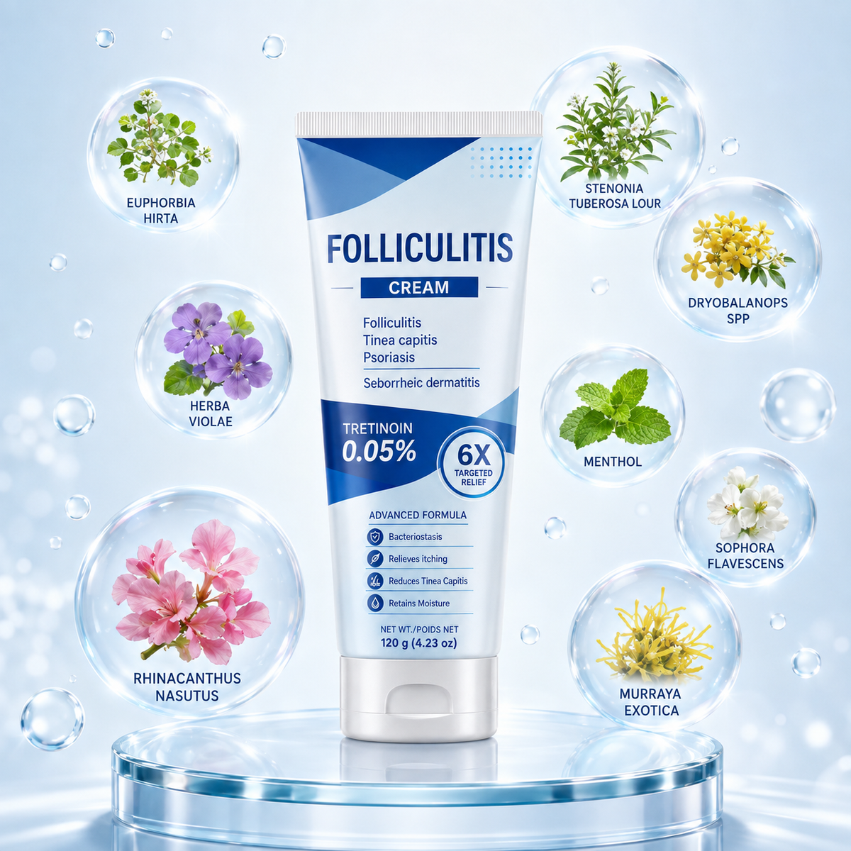 Botanical Folliculitis Cream, Soothing Moisturizer for Bumps on Face