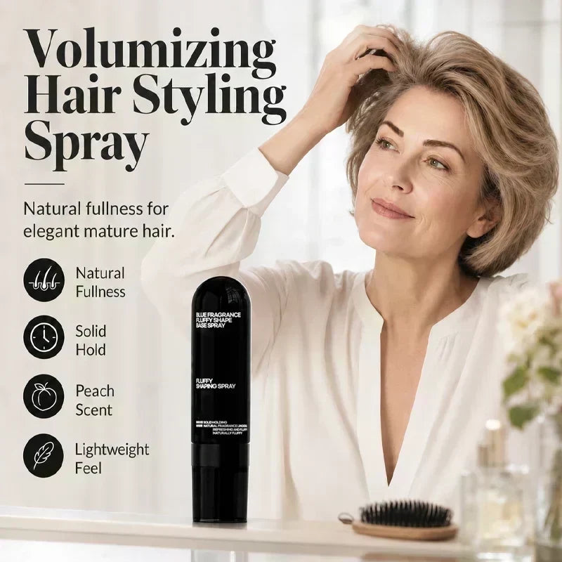 Four close-up photos showing flat roots, visible thinning, stiff texture and greasy-looking hair